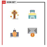 Universal Icon Symbols Group of 4 Modern Flat Icons of cross crown saint game leadership Editable Vector Design Elements