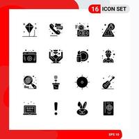 conjunto de 16 iconos de interfaz de usuario modernos signos de símbolos para elementos de diseño de vector editables de tiempo de seguridad de llamada de virus web