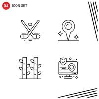 Set of 4 Modern UI Icons Symbols Signs for canada china ice location plant Editable Vector Design Elements