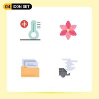 4 Universal Flat Icons Set for Web and Mobile Applications climate document flower spring car Editable Vector Design Elements