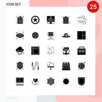 25 Universal Solid Glyphs Set for Web and Mobile Applications task ok rank copy security Editable Vector Design Elements