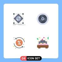 4 Thematic Vector Flat Icons and Editable Symbols of architecture costs model movie percent Editable Vector Design Elements