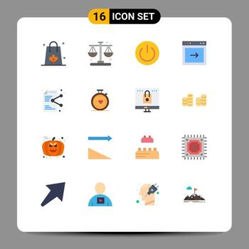 Conjunto de 16 colores planos universales para aplicaciones web y móviles entorno de flecha de equilibrio del navegador del sitio web paquete editable de elementos de diseño de vectores creativos