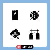 4 Creative Icons Modern Signs and Symbols of phone search android cube online Editable Vector Design Elements