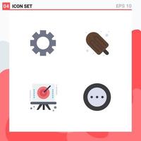 Set of 4 Modern UI Icons Symbols Signs for gear bow food ice cream ellipsis Editable Vector Design Elements