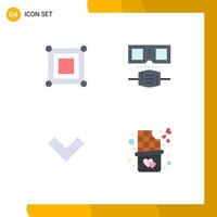 Modern Set of 4 Flat Icons and symbols such as board back box protection dessert Editable Vector Design Elements