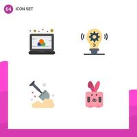 User Interface Pack of 4 Basic Flat Icons of color farm screen gear spade Editable Vector Design Elements