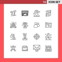 Set of 16 Vector Outlines on Grid for heart love rackmount placeholder location Editable Vector Design Elements