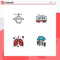 User Interface Pack of 4 Basic Filledline Flat Colors of hanger health hotel time medical Editable Vector Design Elements