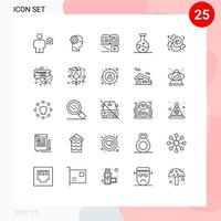 Mobile Interface Line Set of 25 Pictograms of chocolate science mind experiment education Editable Vector Design Elements