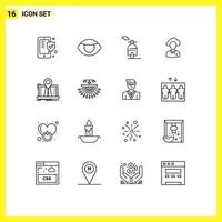 16 User Interface Outline Pack of modern Signs and Symbols of resource manager motor management cloud Editable Vector Design Elements