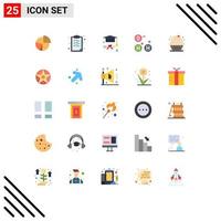 Pack of 25 creative Flat Colors of birthday science clipboard ho graduation Editable Vector Design Elements