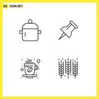 Universal Icon Symbols Group of 4 Modern Filledline Flat Colors of cooking tea kitchen pin hot Editable Vector Design Elements