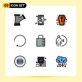Modern Set of 9 Filledline Flat Colors and symbols such as lock pad rotate travel clockwise holidays Editable Vector Design Elements
