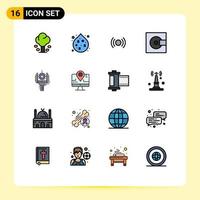 conjunto de 16 iconos modernos de ui símbolos signos para tecnología minidisc electrónica básica ux elementos de diseño de vectores creativos editables