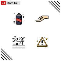 Set of 4 Modern UI Icons Symbols Signs for drink crash alms accident attention Editable Vector Design Elements