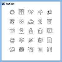 25 Universal Lines Set for Web and Mobile Applications coins mail box heart post gift Editable Vector Design Elements