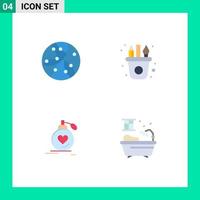 Group of 4 Flat Icons Signs and Symbols for global marriage technology paint perfume Editable Vector Design Elements