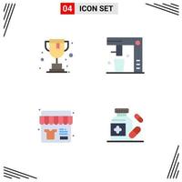 Modern Set of 4 Flat Icons and symbols such as online shop coffee maker food store Editable Vector Design Elements