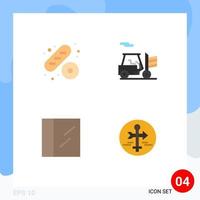 4 Universal Flat Icons Set for Web and Mobile Applications baguette guide forklift cocaine map pointer Editable Vector Design Elements