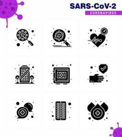 Novel Coronavirus 2019nCoV 9 Solid Glyph Black icon pack coronavirus care protection time heart viral coronavirus 2019nov disease Vector Design Elements