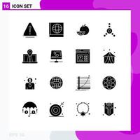 Set of 16 Modern UI Icons Symbols Signs for call gps fruit system navigation Editable Vector Design Elements