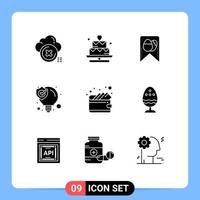 Modern Set of 9 Solid Glyphs Pictograph of money solution valentine seo solution idea Editable Vector Design Elements