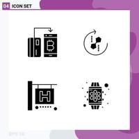 Pack of 4 Modern Solid Glyphs Signs and Symbols for Web Print Media such as cashless joint money repeat travel Editable Vector Design Elements