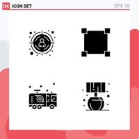 Editable Vector Line Pack of 4 Simple Solid Glyphs of seo firefighter path car home Editable Vector Design Elements