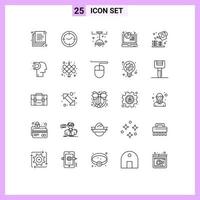 Set of 25 Modern UI Icons Symbols Signs for nature farming lamp analytics report Editable Vector Design Elements