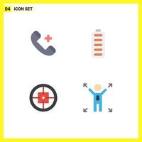 Pictogram Set of 4 Simple Flat Icons of call army phone battery military Editable Vector Design Elements