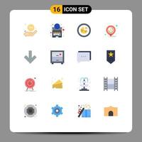 paquete de iconos de vector de acciones de 16 signos y símbolos de línea para mapas de negocios pastel de ubicación de computadora portátil paquete editable de elementos creativos de diseño de vectores