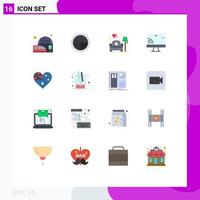 16 Universal Flat Colors Set for Web and Mobile Applications country wifi couch screen screen Editable Pack of Creative Vector Design Elements