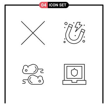 4 Line concept for Websites Mobile and Apps close closing test energy closing security Editable Vector Design Elements