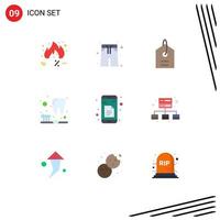 Set of 9 Modern UI Icons Symbols Signs for app docs price data cleaning Editable Vector Design Elements