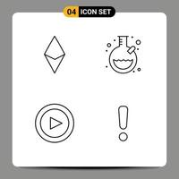 Pack of 4 Modern Filledline Flat Colors Signs and Symbols for Web Print Media such as bill set ethereum tube danger Editable Vector Design Elements