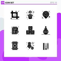 Modern Set of 9 Solid Glyphs and symbols such as sushi paper fire guarantee agreement Editable Vector Design Elements