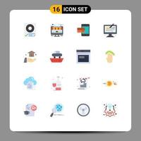 Set of 16 Modern UI Icons Symbols Signs for smartphone mobile monitor credit banking Editable Pack of Creative Vector Design Elements