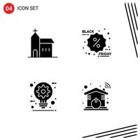 Group of 4 Solid Glyphs Signs and Symbols for building architect historic discount creative Editable Vector Design Elements