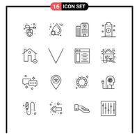 Modern Set of 16 Outlines and symbols such as delete power hospital energy battery Editable Vector Design Elements