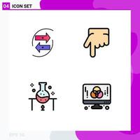 Pack of 4 Modern Filledline Flat Colors Signs and Symbols for Web Print Media such as chang laboratory exchang finger science Editable Vector Design Elements