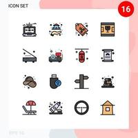 conjunto de 16 iconos de interfaz de usuario modernos símbolos signos para dispositivos etiqueta de entrega de mano de vidrio elementos de diseño de vector creativo editable