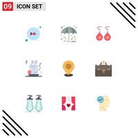 conjunto de 9 iconos de interfaz de usuario modernos símbolos signos para marcador mapa amor ubicación café elementos de diseño vectorial editables vector