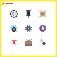 Stock Vector Icon Pack of 9 Line Signs and Symbols for cogs lock business secure cloud Editable Vector Design Elements