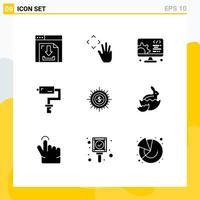 Set of 9 Modern UI Icons Symbols Signs for budget tool development painter paint roller Editable Vector Design Elements