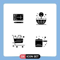 4 Creative Icons Modern Signs and Symbols of mobile cart education world gift Editable Vector Design Elements