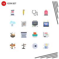 Modern Set of 16 Flat Colors and symbols such as file storage cloud reporting cure egg easter Editable Pack of Creative Vector Design Elements