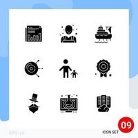 9 User Interface Solid Glyph Pack of modern Signs and Symbols of disk computer farmer construction boat Editable Vector Design Elements