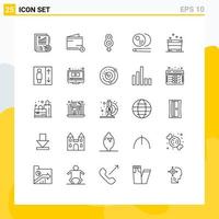 Editable Vector Line Pack of 25 Simple Lines of sauna bucket eight sports pool Editable Vector Design Elements