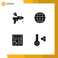Pack of 4 Modern Solid Glyphs Signs and Symbols for Web Print Media such as airbrush basic arts internet camera Editable Vector Design Elements